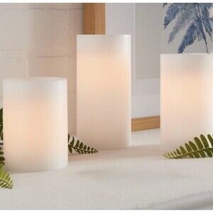 3pk 6" x 3" LED Flameless Black Wick Candle Cream - Threshold Read